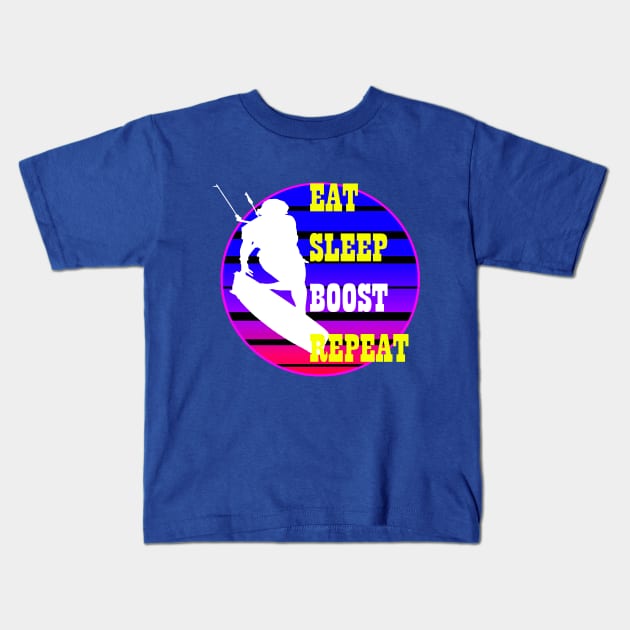 Eat Sleep Boost Repeat Female Kitesufer Retro Sunset Kids T-Shirt by taiche